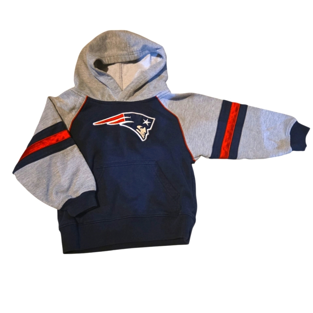 NFL Patriots Navy and Gray Kids Hoodie with Red Accents. 3t
